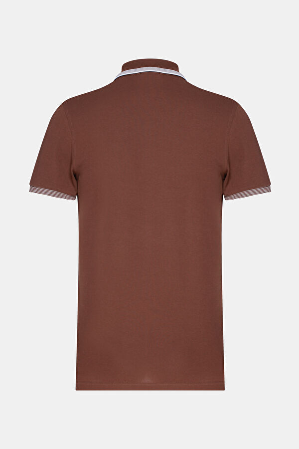 KAHVE POLO YAKA KISA KOLLU T-SHIRT 2