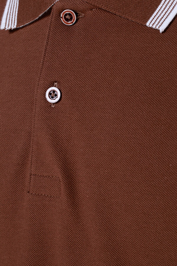 KAHVE POLO YAKA KISA KOLLU T-SHIRT 3