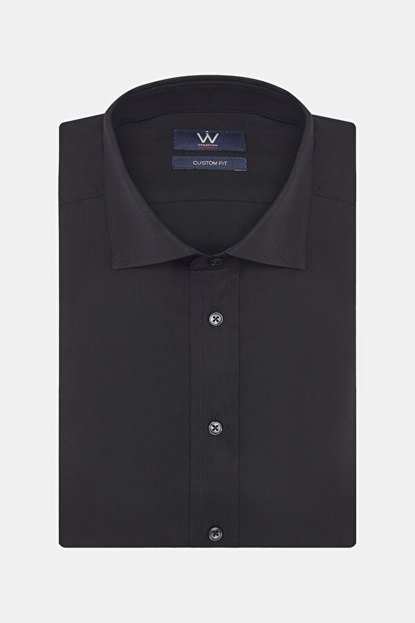 SİYAH UZUN KOLLU CUSTOM FIT GÖMLEK