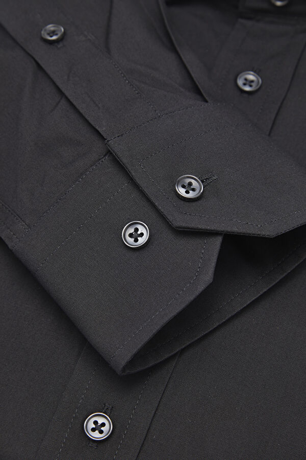 SİYAH UZUN KOLLU CUSTOM FIT GÖMLEK 3