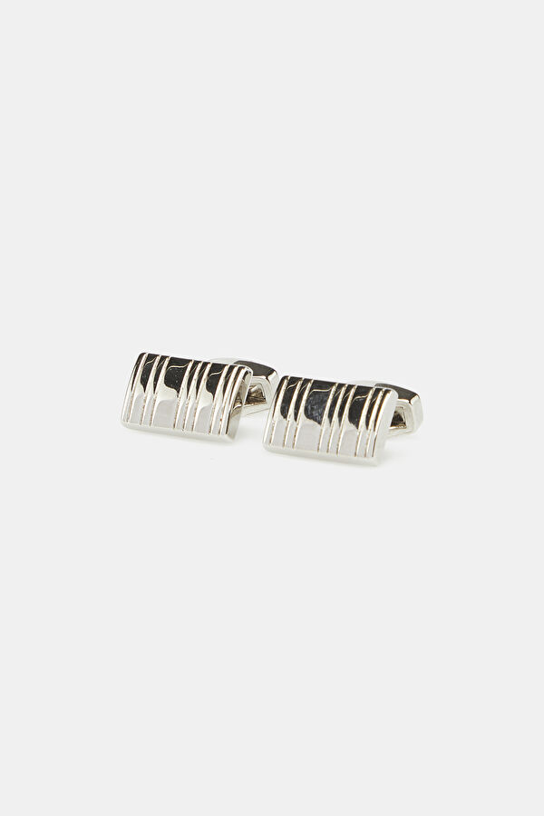 SILVER RENKLİ DİKDÖRTGEN ŞEKİLLİ KOL DÜĞMESİ 2