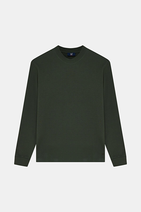 YEŞİL BİSİKLET YAKA UZUN KOLLU SWEATSHIRT