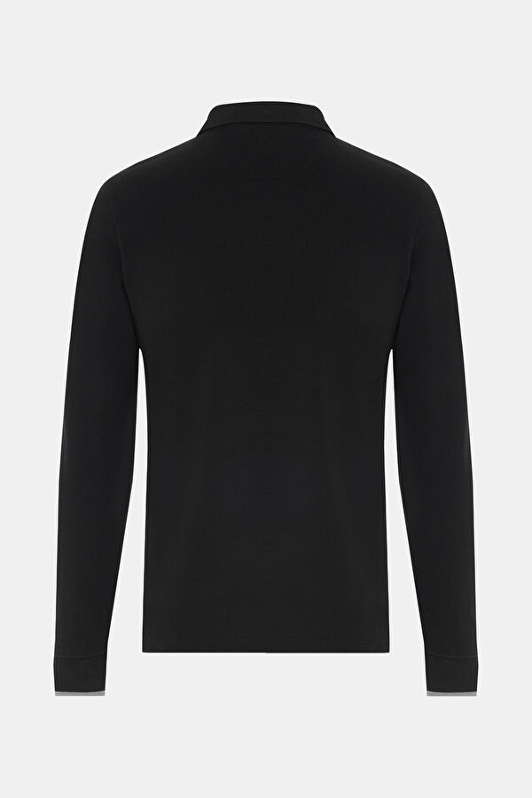 SİYAH POLO YAKA UZUN KOLLU SWEATSHIRT 2