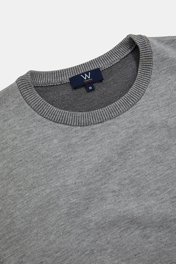 GRİ BİSİKLET YAKA UZUN KOLLU KAZAK 4