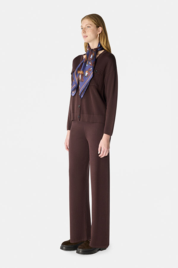 KAHVE WIDE LEG SPOR PANTOLON