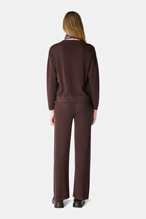 KAHVE WIDE LEG SPOR PANTOLON 2