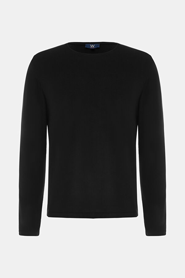SİYAH BİSİKLET YAKA UZUN KOLLU SWEATSHIRT