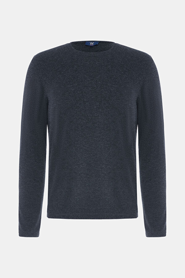 LACİVERT BİSİKLET YAKA UZUN KOLLU SWEATSHIRT