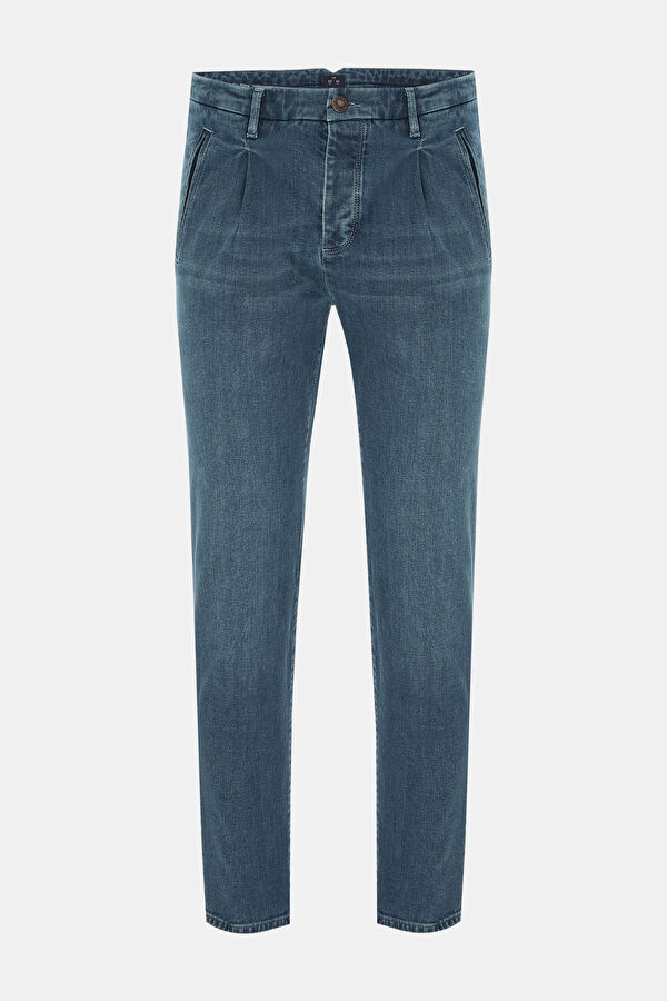 LACİVERT LOOSE PİLELİ JEAN PANTOLON