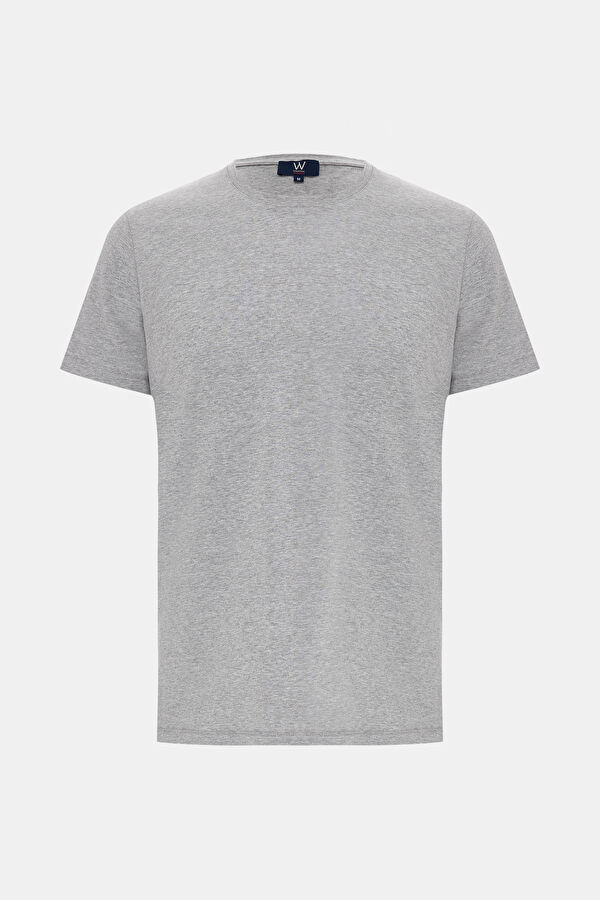GRİ MELANJ BİSİKLET YAKA T-SHIRT