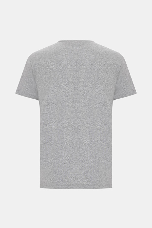 GRİ MELANJ BİSİKLET YAKA T-SHIRT 2
