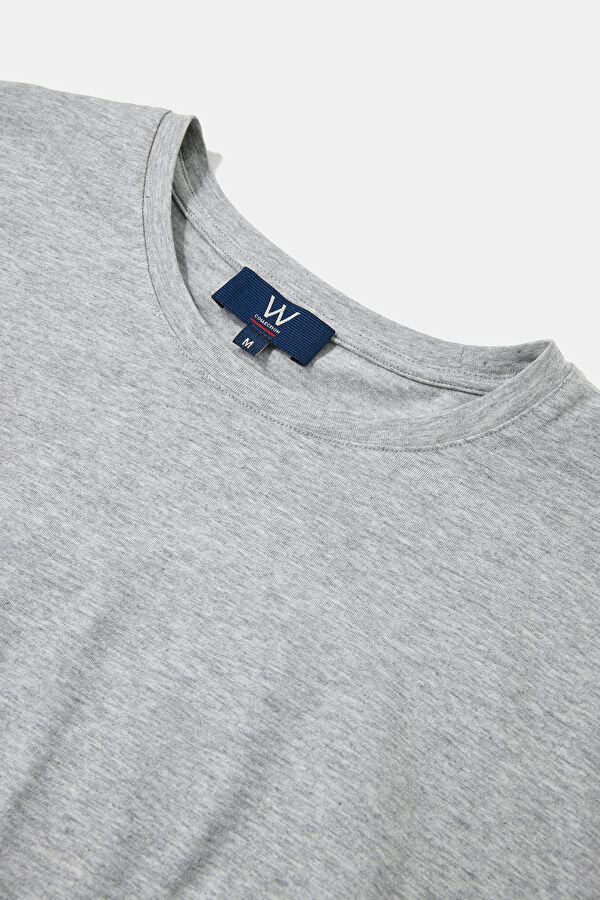 GRİ MELANJ BİSİKLET YAKA T-SHIRT 3
