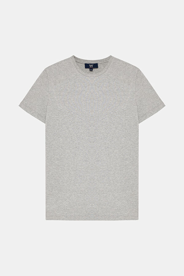 GRİ MELANJ BİSİKLET YAKA T-SHIRT