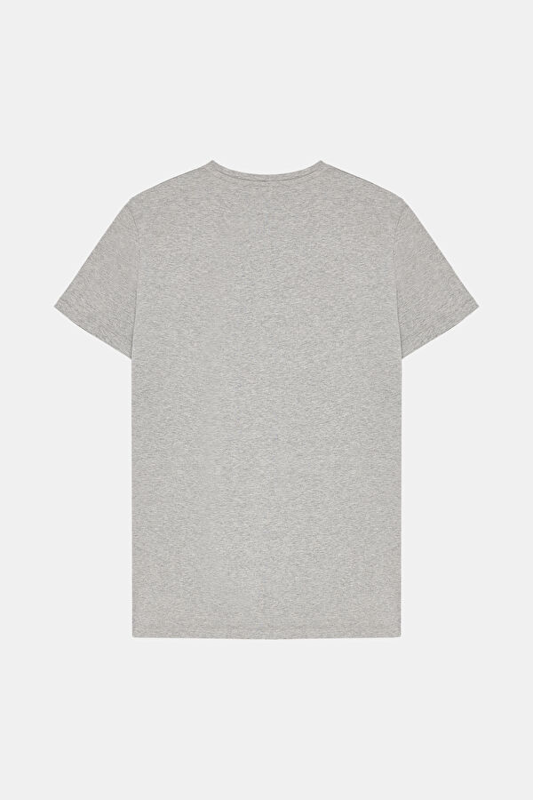 GRİ MELANJ BİSİKLET YAKA T-SHIRT 2