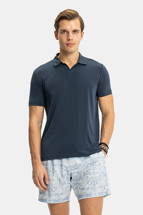 STANDART KALIP LACİVERT POLO YAKA T-SHİRT