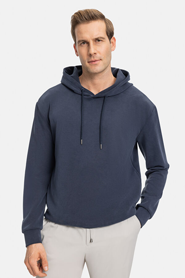 LACİVERT BİSİKLET YAKA UZUN KOLLU SWEATSHIRT