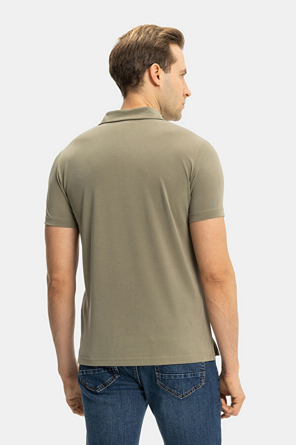 STANDART KALIP HAKİ POLO YAKA T-SHİRT 2