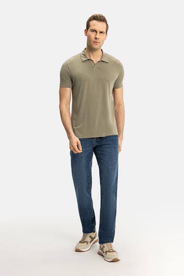 STANDART KALIP HAKİ POLO YAKA T-SHİRT 4