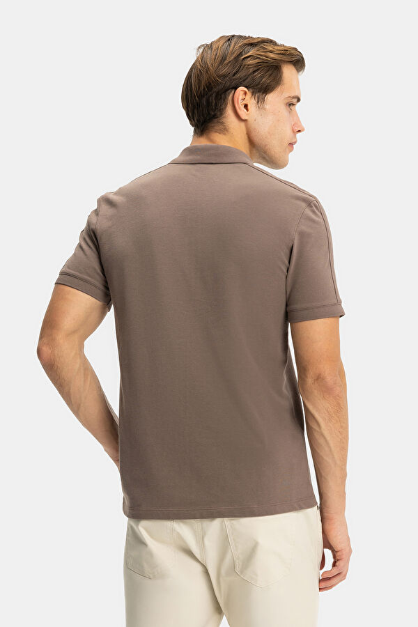 STANDART KALIP KAHVE POLO YAKA T-SHİRT 2
