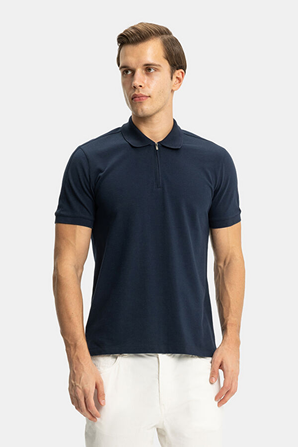 STANDART KALIP LACİVERT POLO YAKA T-SHİRT
