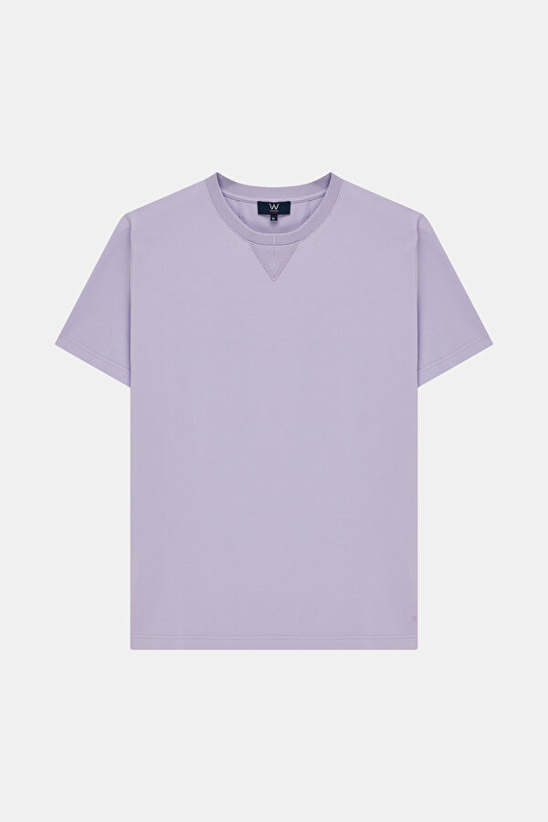 LİLA BİSİKLET YAKA T-SHIRT