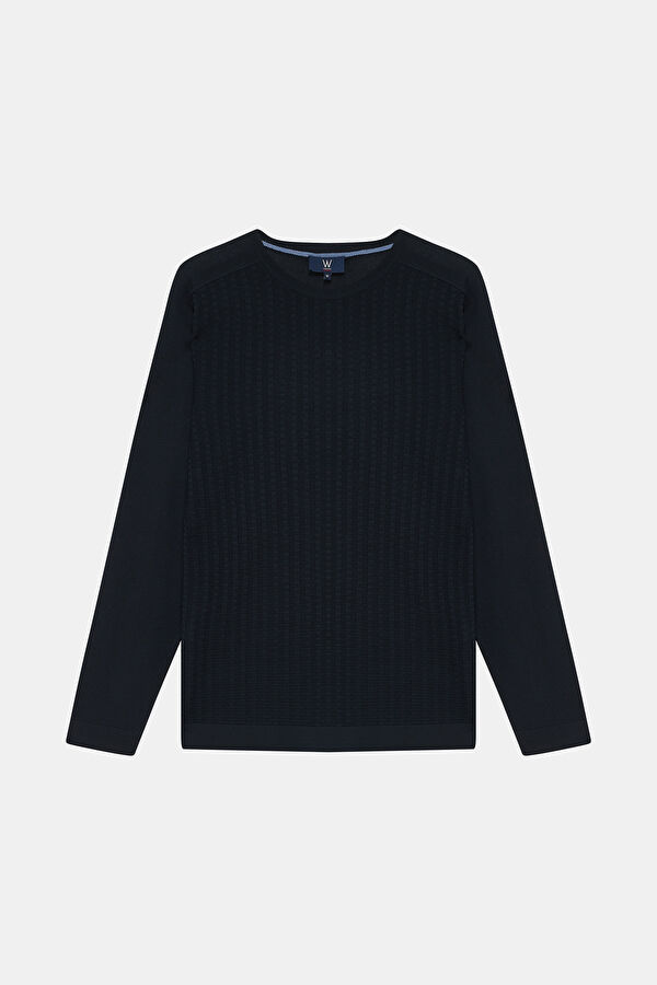 LACİVERT BİSİKLET  YAKA UZUN KOLLU KAZAK