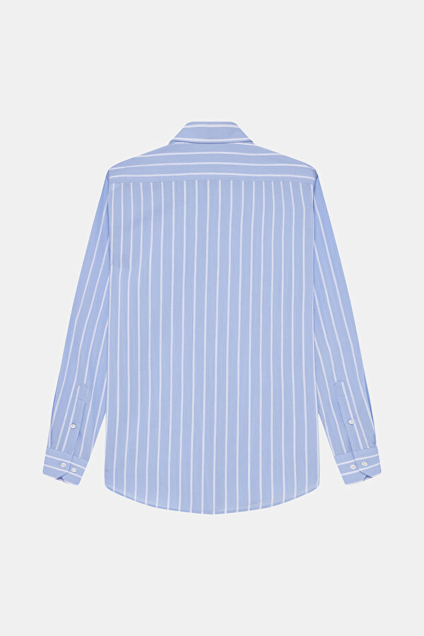 MAVİ UZUN KOLLU ÇİZGİLİ GÖMLEK 3