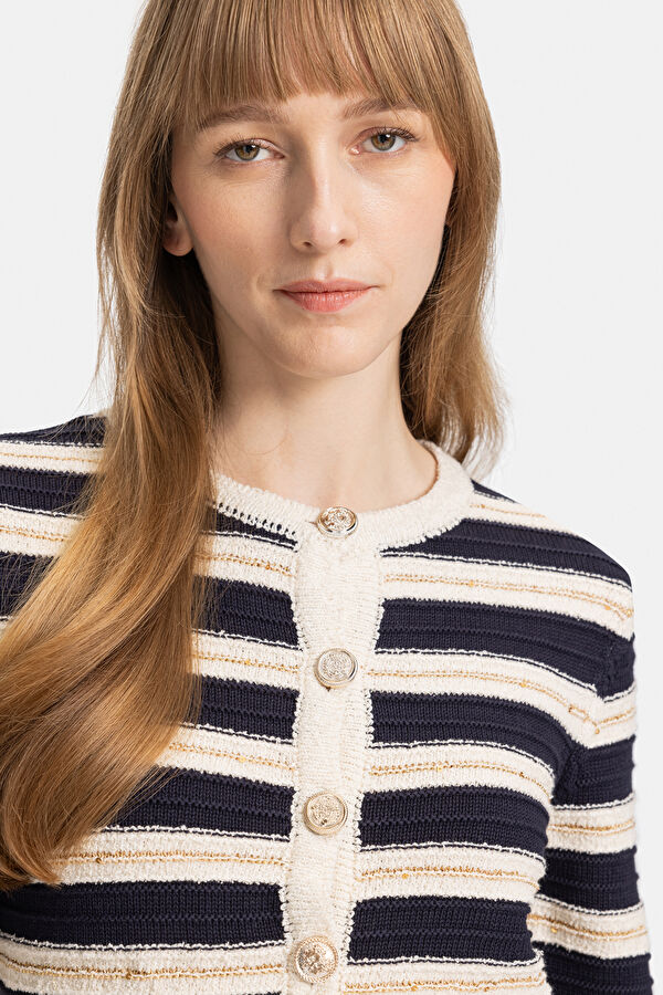 LACİVERT ÇİZGİLİ HIRKA
