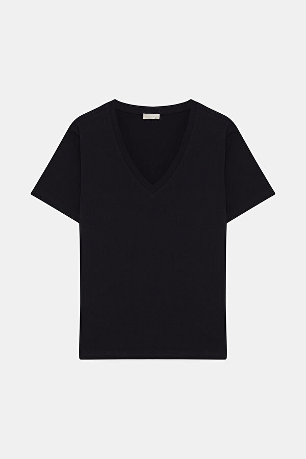 SİYAH V YAKA T-SHIRT
