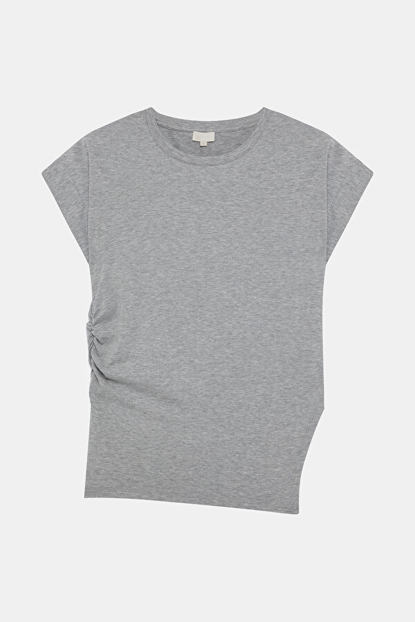 GRİ MELANJ ASİMETRİK DETAYLI TSHIRT 4