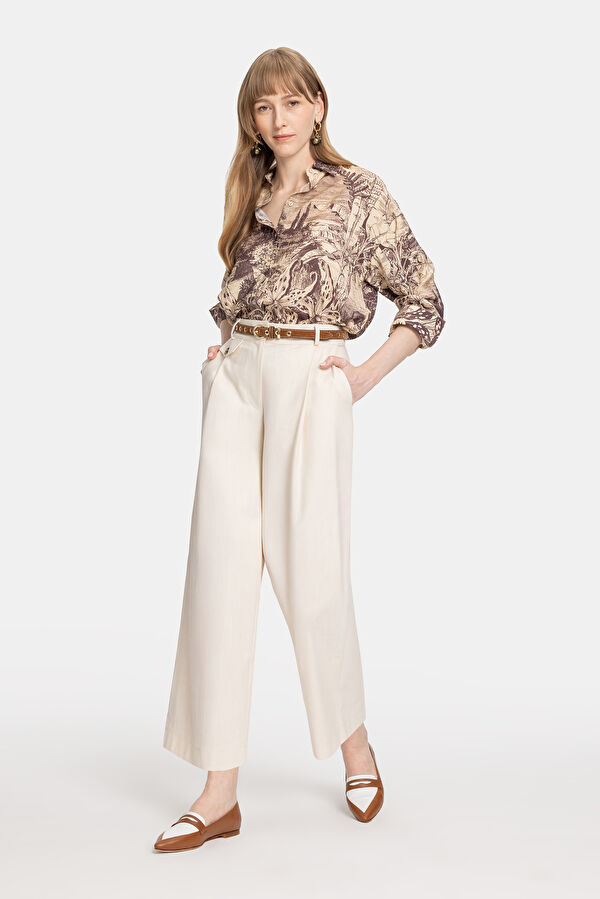 EKRU WIDE LEG PANTOLON 3