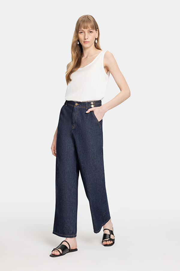LACİVERT WIDE LEG JEAN PANTOLON 2
