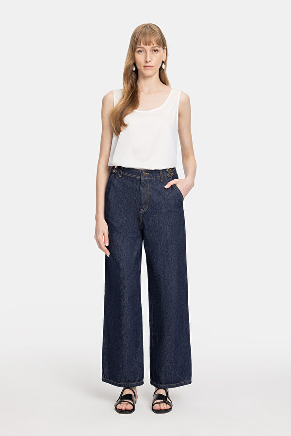 LACİVERT WIDE LEG JEAN PANTOLON 3