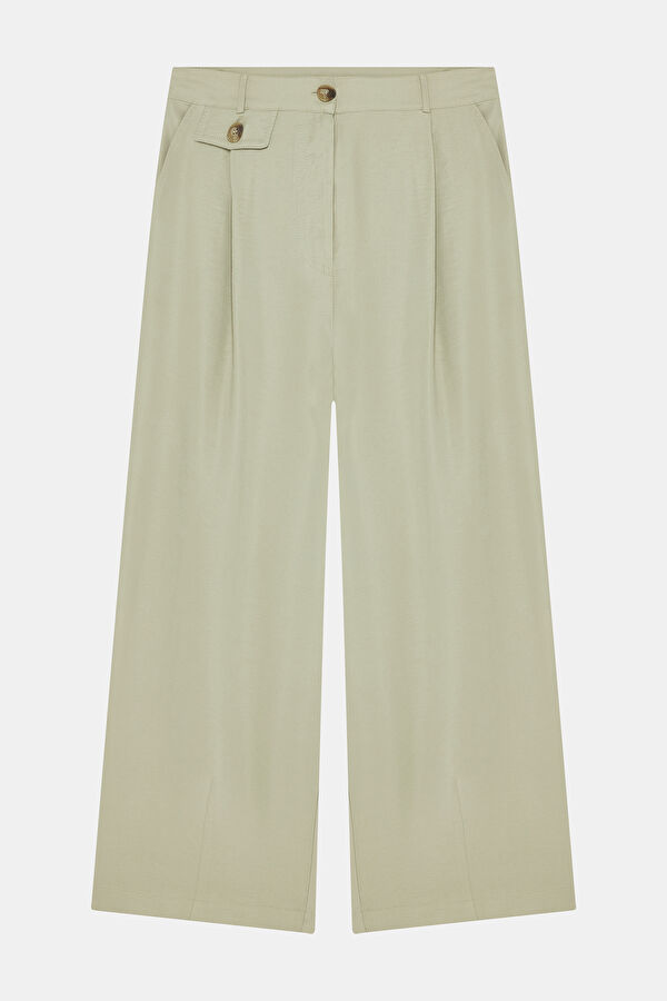 AÇIK HAKİ WIDE LEG PANTOLON