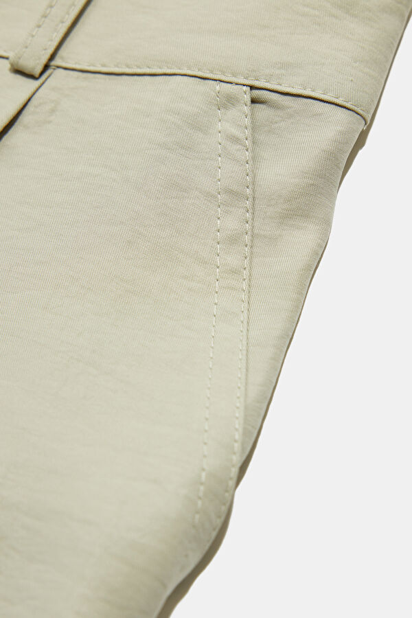 AÇIK HAKİ WIDE LEG PANTOLON 4
