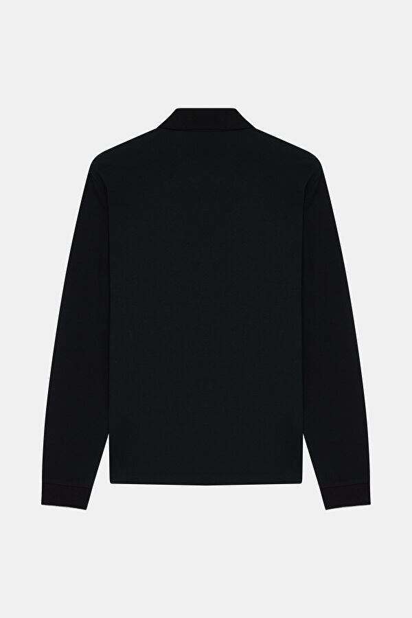SİYAH POLO YAKA UZUN KOLLU SWEATSHİRT 2