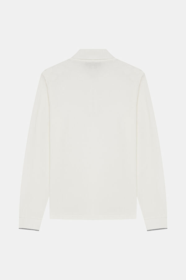 BEYAZ POLO YAKA UZUN KOLLU SWEATSHİRT 2