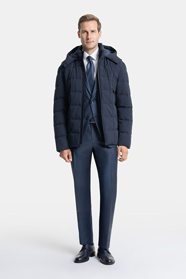 KAPUŞONLU LACİVERT MONT