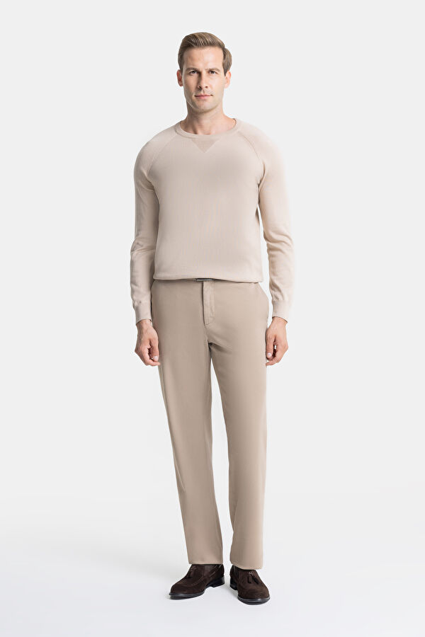 PARÇA BOYALI CAMEL PILESIZ CHINO SPOR PANTOLON
