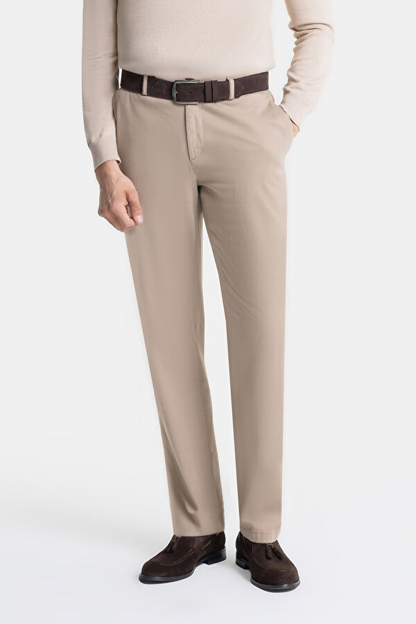 PARÇA BOYALI CAMEL PILESIZ CHINO SPOR PANTOLON 2
