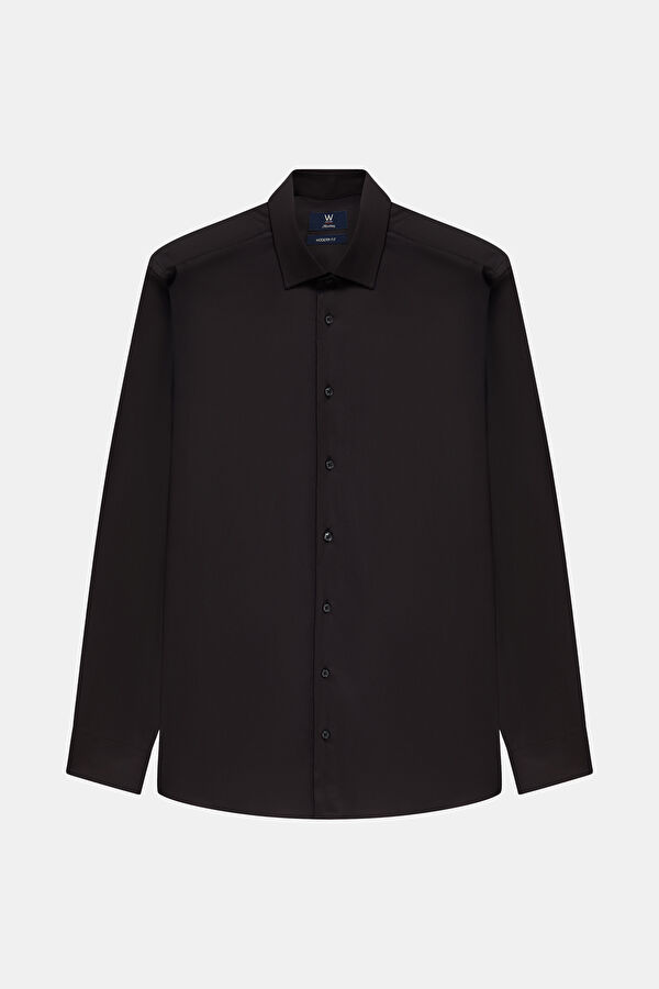 SİYAH UZUN KOLLU MODERN FİT GÖMLEK