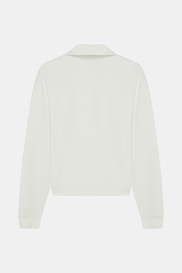 EKRU FERMUAR DETAYLI SWEATSHIRT 2