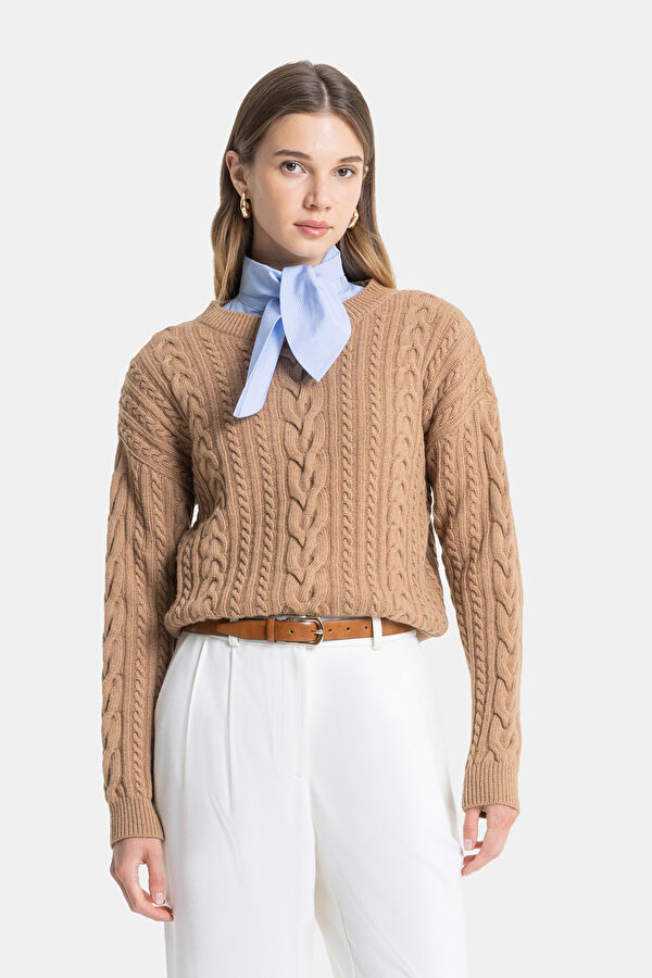 CAMEL ÖRGÜ DESEN TRİKO