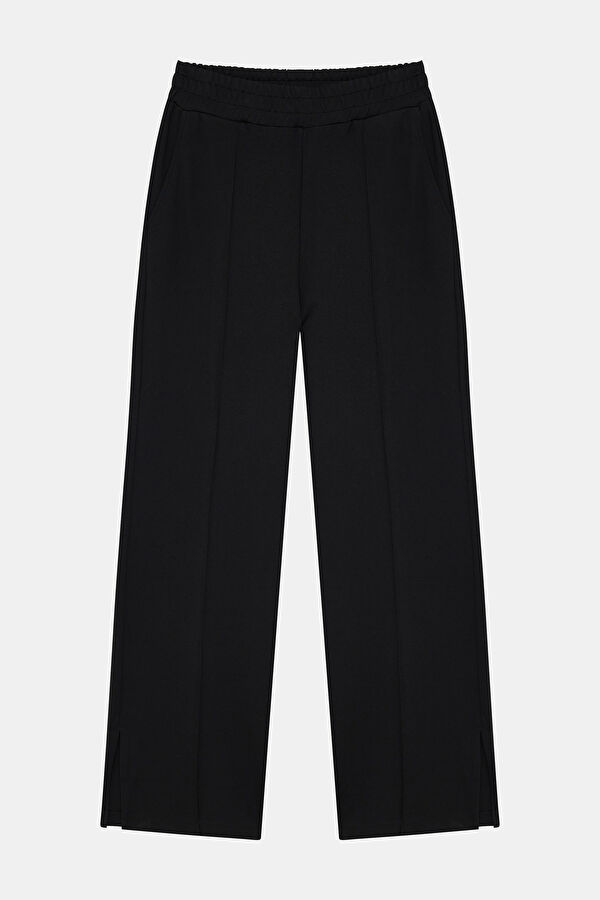 SİYAH WIDE LEG SPOR PANTOLON