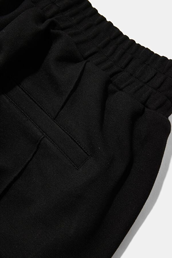 SİYAH WIDE LEG SPOR PANTOLON 4