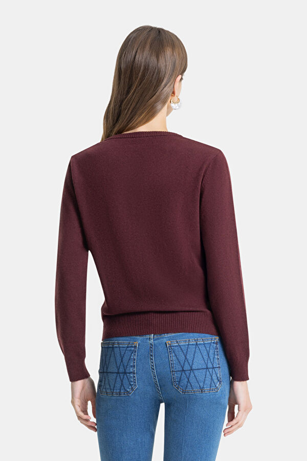 BORDO YÜN KAŞMİR KARIŞIMLI HIRKA 2