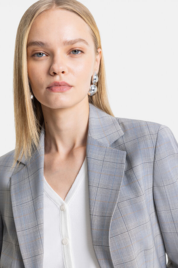 GRİ EKOSE YÜNLÜ BLAZER 4