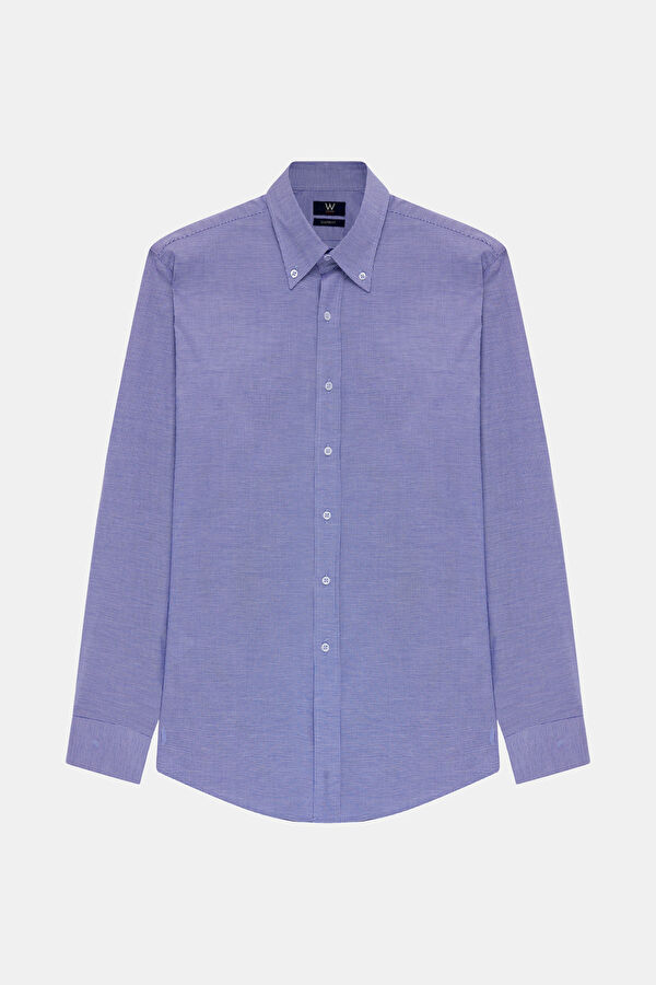 LACİVERT UZUN KOLLU KOTON GÖMLEK