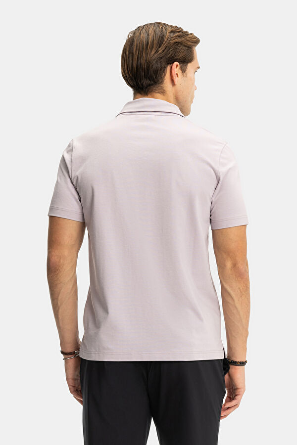 STANDART KALIP LİLA POLO YAKA T-SHİRT 2