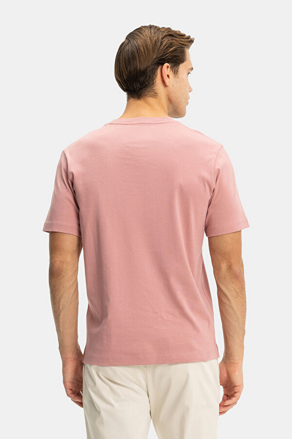 STANDART KALIP PEMBE BİSİKLET YAKA T-SHİRT 2